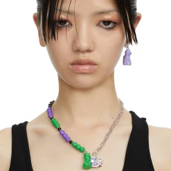Electric Girl / Enamel Cat Pave Earrings