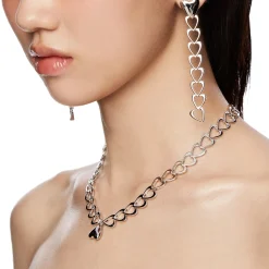 ElectricGirl / Hand-made heart chain Necklace