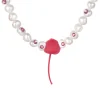 ElectricGirl / Pearl Perforated Gemstone Cherry Necklace