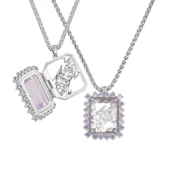 ElectricGirl / Square Gem Photo Frame Necklace