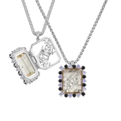 ElectricGirl / Square Gem Photo Frame Necklace