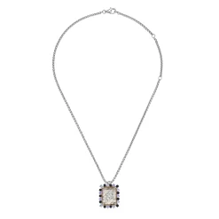 ElectricGirl / Square Gem Photo Frame Necklace