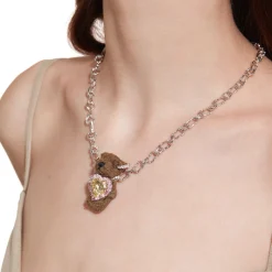 Paradise / Asymmetric Heart Bear Necklace