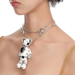Paradise / Black Zircon Bear Pendant Necklace
