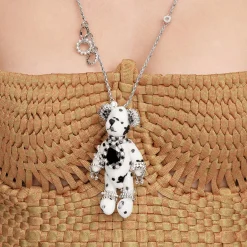 Paradise / Black Zircon Bear Pendant Necklace