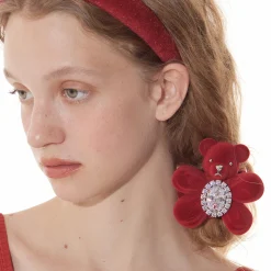 Paradise / Flocked Bear Gemstone Flower Hair Tie