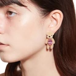 Paradise / Flocked Bear Gemstone Earring