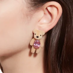 Paradise / Flocked Bear Gemstone Earring
