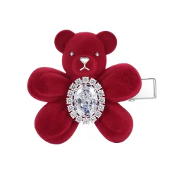 Paradise / Flocked Bear Gemstone Flower Hair Clip