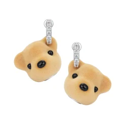 Paradise / Flocked Bear Head Gemstone Earring