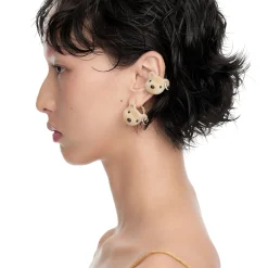 Paradise / Flocked Bear Head Earring