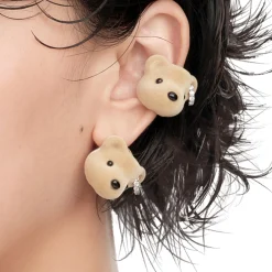 Paradise / Flocked Bear Head Earring