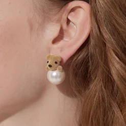 Paradise / Flocked Bear Pearl Earrings