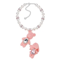 Paradise / Gemstone Bear Rabbit Holding Hands Pearl Necklace