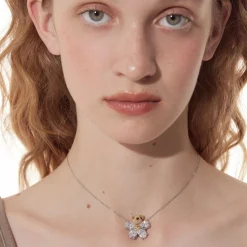 Paradise / Gemstone Flower Bear Necklace