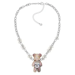 Paradise / Large Multi-Colored Pearlescent Bear Chain Necklace