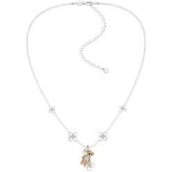 Paradise / Mini Flocked Bear Flowers Pearl Necklace