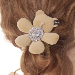Paradise / Plush Bear Flower Gem Hair Tie