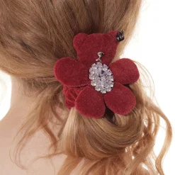 Paradise / Plush Bear Flower Gem Hair Tie