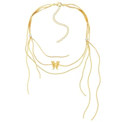 Ripple / Butterfly Long Tassel Clavicle Chain