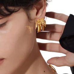 Ripple / Butterfly Short Tassel Earrings