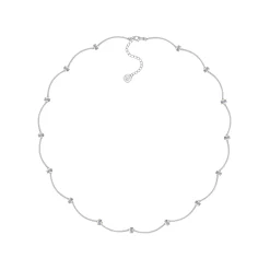 Ripple / Curved Silver Tube Gemstone Bead Necklace