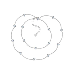 Ripple / Curved Silver Tube Gemstone Bead Necklace
