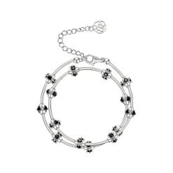 Ripple / Curved Silver Tube Gem Bead Short Necklace（Bracelet）