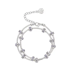 Ripple / Curved Silver Tube Gem Bead Short Necklace（Bracelet）