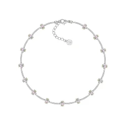 Ripple / Curved Silver Tube Gem Bead Short Necklace（Bracelet）