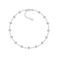 Ripple / Curved Silver Tube Gem Bead Short Necklace（Bracelet）