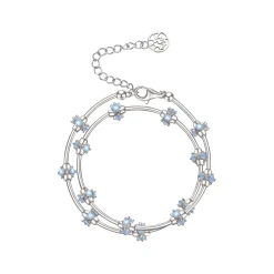 Ripple / Curved Silver Tube Gem Bead Short Necklace（Bracelet）