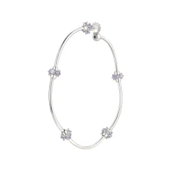 Ripple / Curved Silver Tube Gemstone Earring
