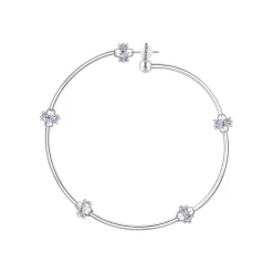 Ripple / Curved Silver Tube Gemstone Earring