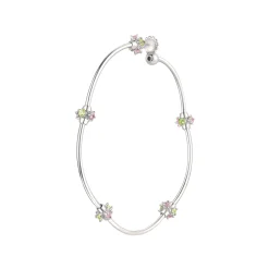 Ripple / Curved Silver Tube Gemstone Earring