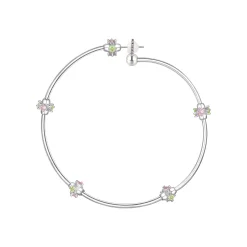 Ripple / Curved Silver Tube Gemstone Earring