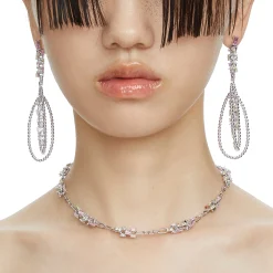 Ripple / Garden zircon lock necklace