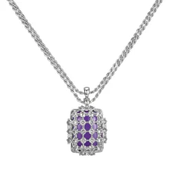 Ripple / Grid gem double connection Necklace
