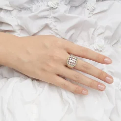Ripple / Grid Gem Square Ring