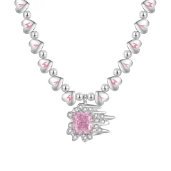 Ripple / Heart Shaped Chain Ripple Pendant Necklace