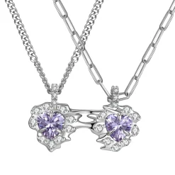 Ripple / Heart-shaped double gem stitching Necklace