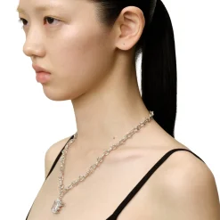 Ripple / Liquefied square zircon with texture chain Necklace