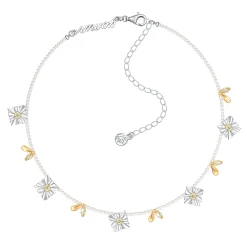 Ripple / Square Flower Pearl Chain Chocker