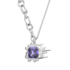 Ripple / Square Zircon stitching necklace