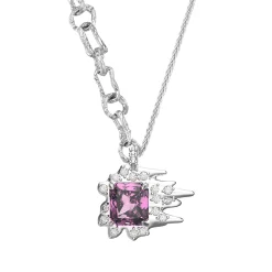 Ripple / Square Zircon stitching necklace