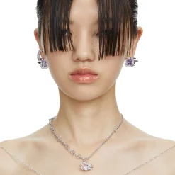 Ripple / Square Zircon stitching necklace