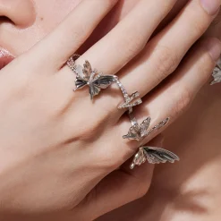 Ripple / V Butterfly Ring Set