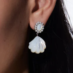 Shell / Carved Shell Pearl Earrings