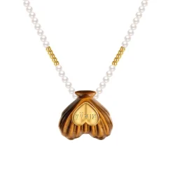 Tasty / Heart Shape Shell Pendant Pearl Necklace