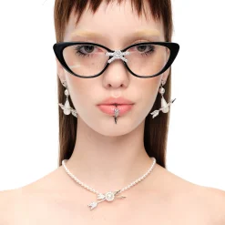 YVMIN X SHUSHUTONG / Double Arrow Pave Pearl Necklace